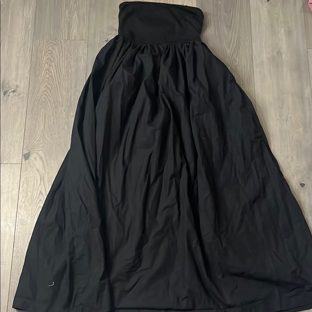 Nicole Miller Black Smocked A-Line Maxi dress